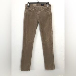 AG Adriano Goldschmied Women Corduroy Pants The Stevie Slim Straight Taupe Sz 26